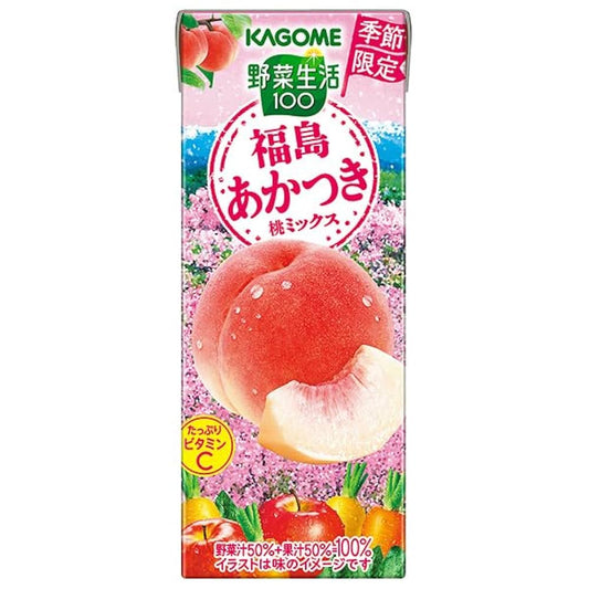Kagome Vegetable Life 100 Limited Fukushima Peach Mixed Juice 195ml